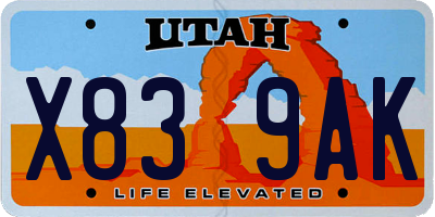UT license plate X839AK