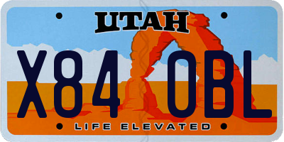 UT license plate X840BL