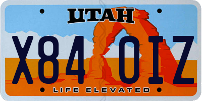 UT license plate X840IZ