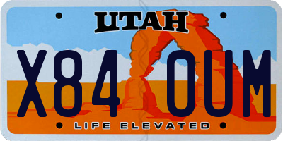 UT license plate X840UM