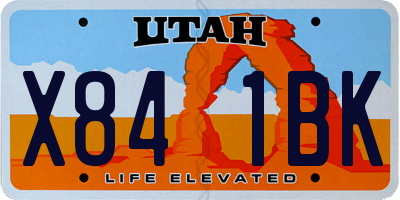 UT license plate X841BK