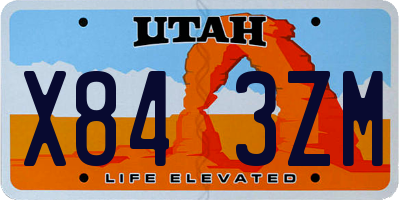 UT license plate X843ZM