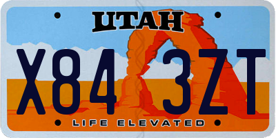 UT license plate X843ZT
