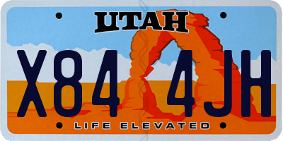 UT license plate X844JH