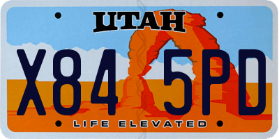 UT license plate X845PD