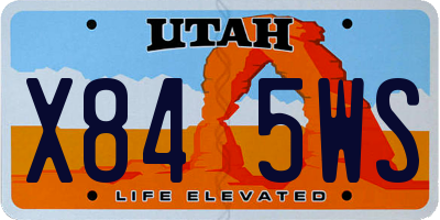 UT license plate X845WS