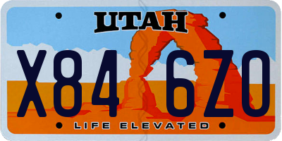 UT license plate X846ZO