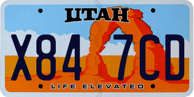 UT license plate X847CD