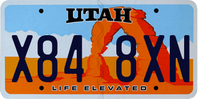 UT license plate X848XN