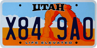 UT license plate X849AO
