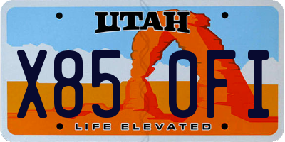 UT license plate X850FI