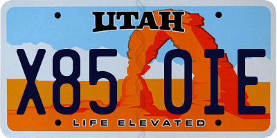UT license plate X850IE
