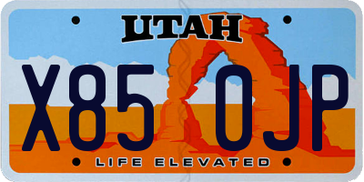 UT license plate X850JP