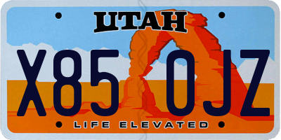 UT license plate X850JZ