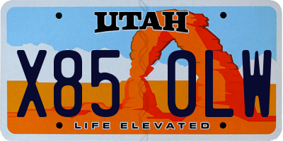 UT license plate X850LW