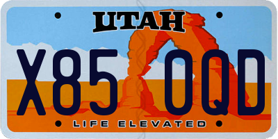 UT license plate X850QD