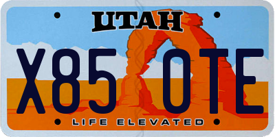 UT license plate X850TE