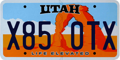 UT license plate X850TX