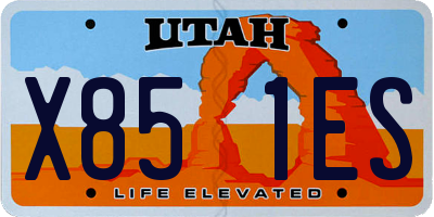 UT license plate X851ES