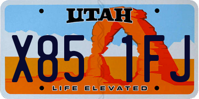 UT license plate X851FJ