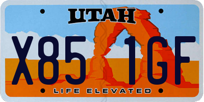 UT license plate X851GF