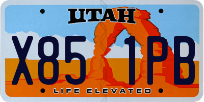 UT license plate X851PB