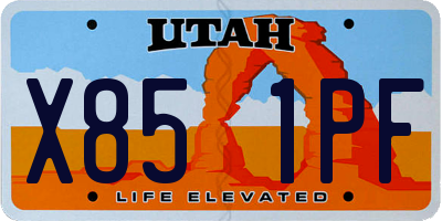 UT license plate X851PF