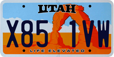 UT license plate X851VW