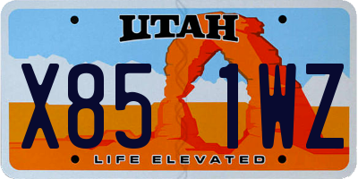 UT license plate X851WZ