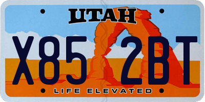 UT license plate X852BT