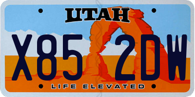 UT license plate X852DW