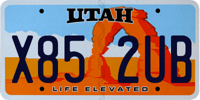 UT license plate X852UB