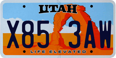 UT license plate X853AW