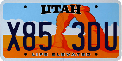 UT license plate X853DU