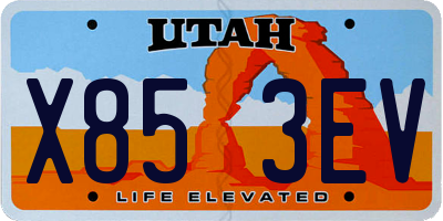 UT license plate X853EV
