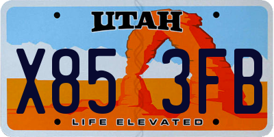 UT license plate X853FB