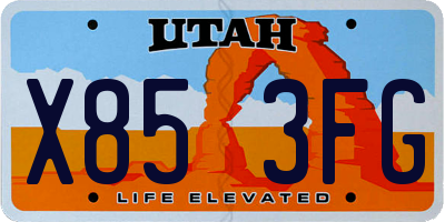 UT license plate X853FG
