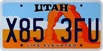 UT license plate X853FU