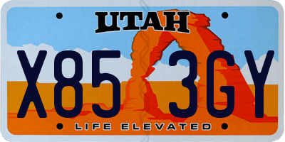 UT license plate X853GY