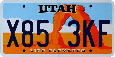 UT license plate X853KF