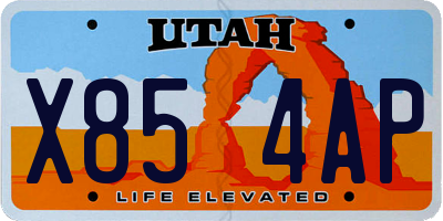 UT license plate X854AP