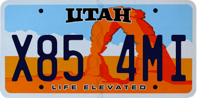 UT license plate X854MI