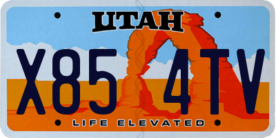 UT license plate X854TV