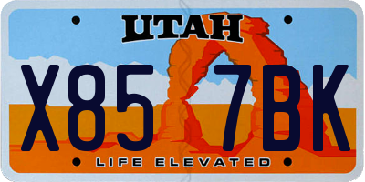 UT license plate X857BK
