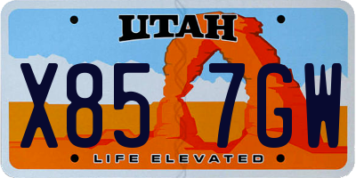UT license plate X857GW