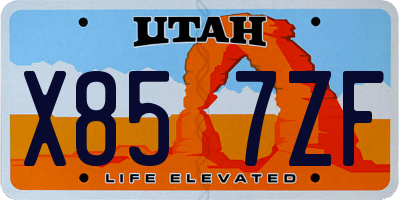 UT license plate X857ZF