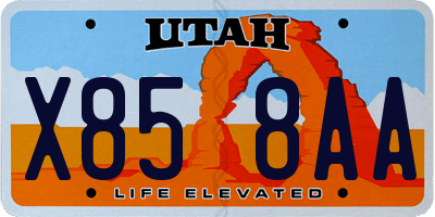 UT license plate X858AA
