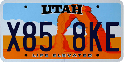 UT license plate X858KE