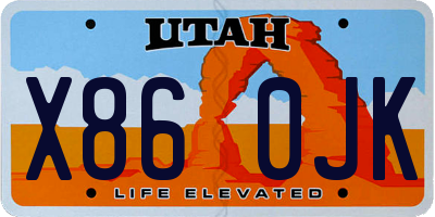 UT license plate X860JK
