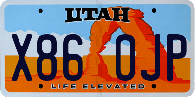UT license plate X860JP